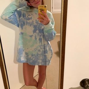 Blue tie-dye Victoria’s Secret pink hoodie
